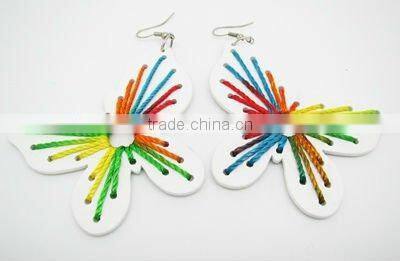 White butterfly wood earring,Fashion ladies earring,Party jewelry 2013