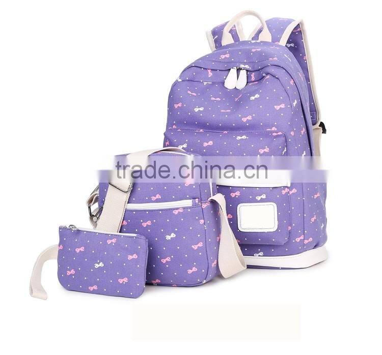 Canvas Young School Bag, 3pcs School Bag Set