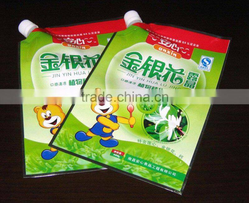 portable beverage pouch/eco-friendly juice spouted pouch