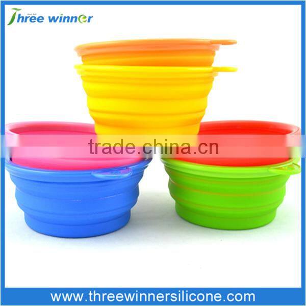blue round shape silicone pet bowl non-stick pet bowl