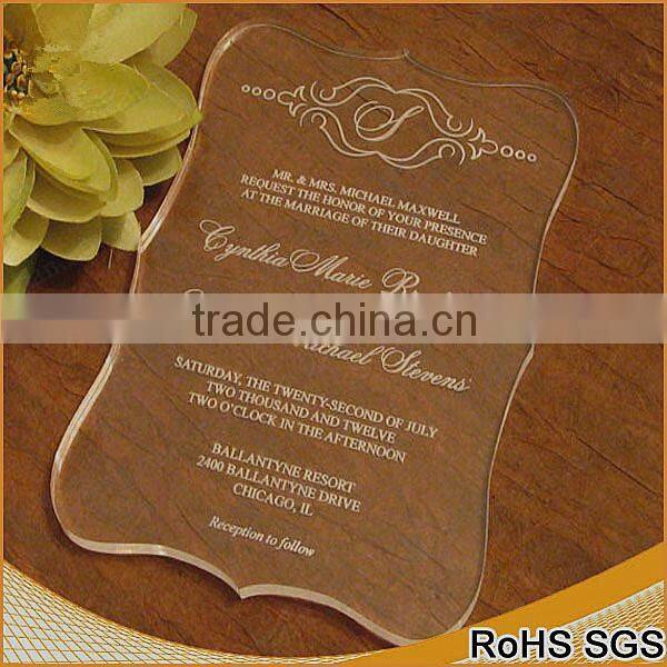 Custom clear acrylic wedding invitation