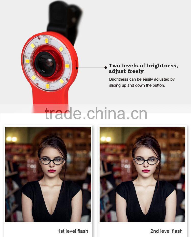 4 in 1 fisheyes lens led flash fill in night light, for iphone external led flash light