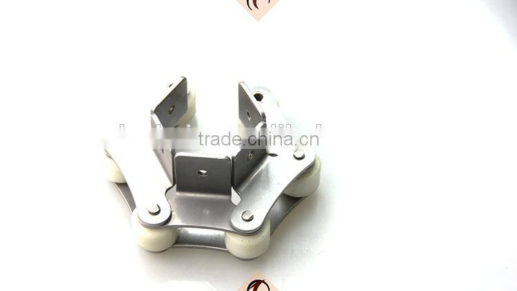 plastic pom large rollers & stainless steel conveyor line system roller chains with A1 single hole attachments