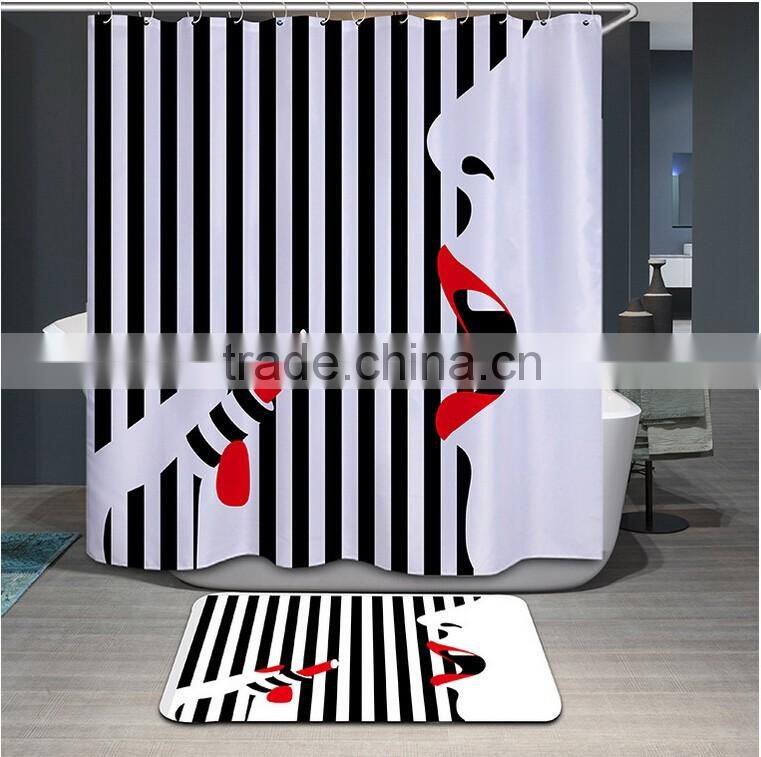 polyester material 3D printed Eiffel Tower customized shower curtain