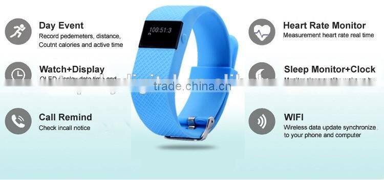 Sports wristband with Acceleration sensor heart rate+sleep monitoring bluetooth 4.0 watch
