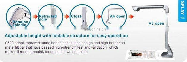 All in one Versatile Doc Scanner & Visual Presenter/ 5.0Mega pixel both A3&A4 size scanning ,document&3D Object Scanning S600