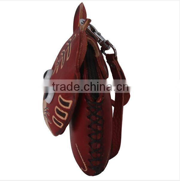 Wholesale High quality Pure hand-made genuine leathter animal coin purse