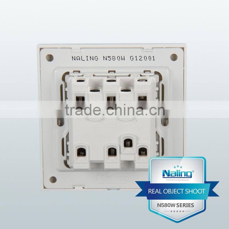home hotel appliance push button 3 Gang 2 Way wall switch