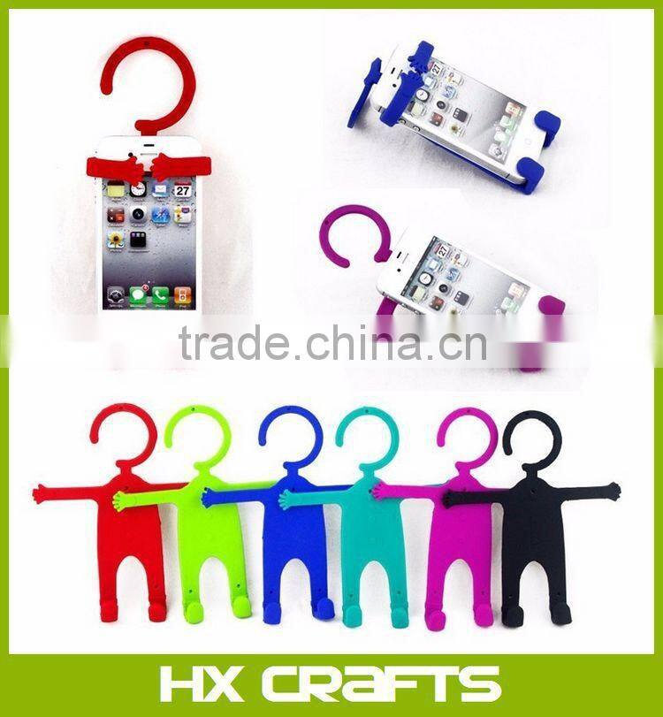 Flexible Hook Cell Phone Holder Multi function Human Shape Hanger / Phone Holder Silicon Unique Flexible Cell Phone Holder