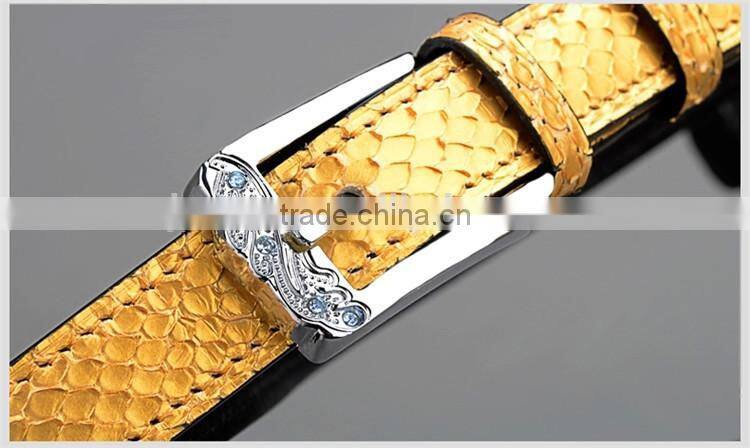 Jranter Colorful Genuine Python Leather Women Belt Stainless Steel Buckle