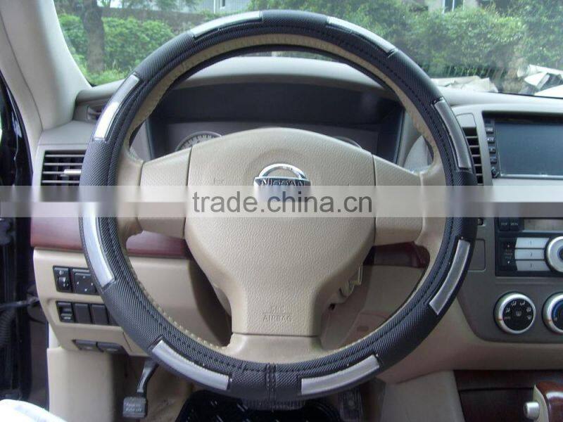 Black with white color PVC Steering Wheel Cover With Lights