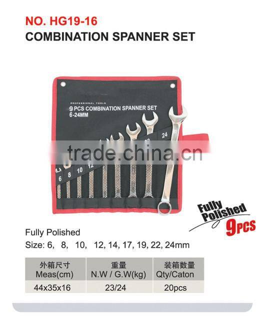 6 PCS Fully Polished Double Offset Ring Spanner Set