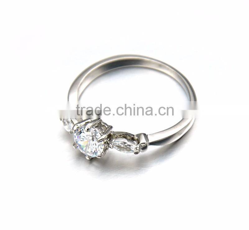Wholesale Cheap Women Jewelry Silver Stainless Steel Bridal Shiny Crystal Rings