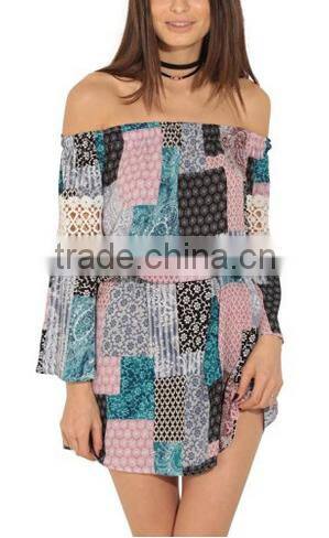 Women's Casual Butterfly Sleeve Floral Print Chiffon Dress