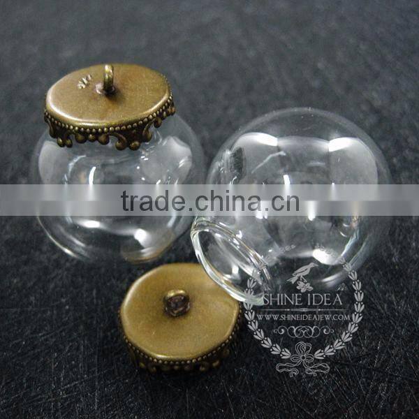 round vintage style bronze bulb vial glass bottle with 25mm open mouth DIY pendant charm glass dome supplies 1810425