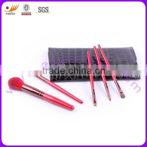Mini Cosmetic Brush Set with Wooden Handle and Aluminium Ferrule