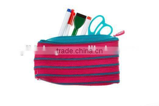 Funny and Playful Bright Pencil Pouch Pencil Case - Strawberry Pink & Caribbean Blue