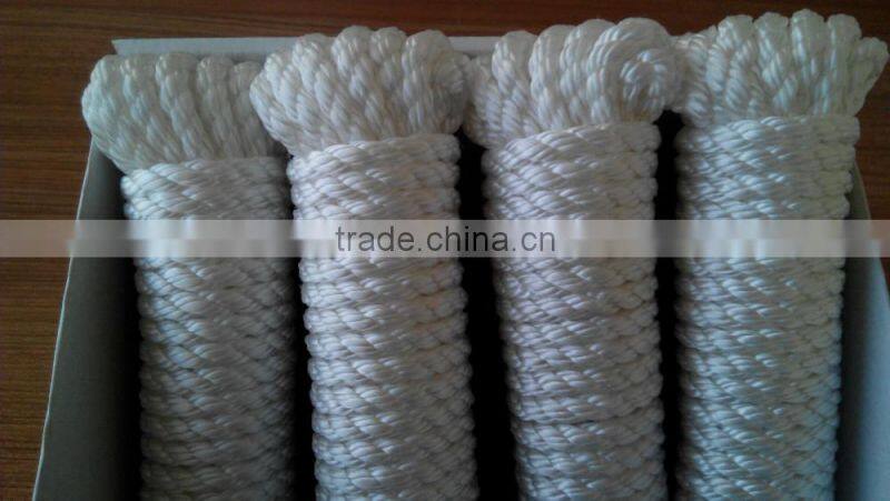 High tensile strength white color polyester Material 3 strand twist polyester cord