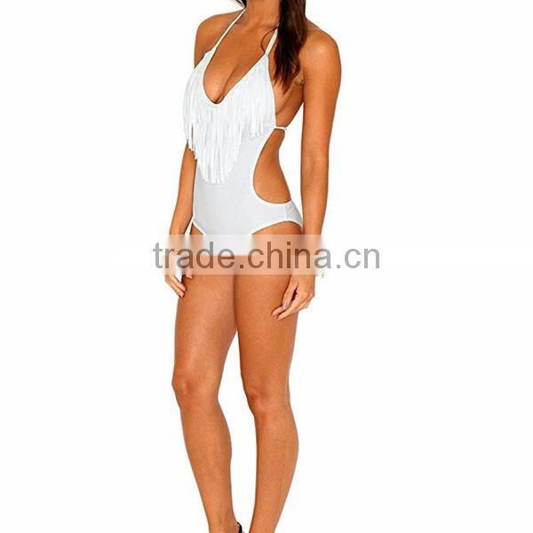 summer one -piece bathing suits with romantic tassels