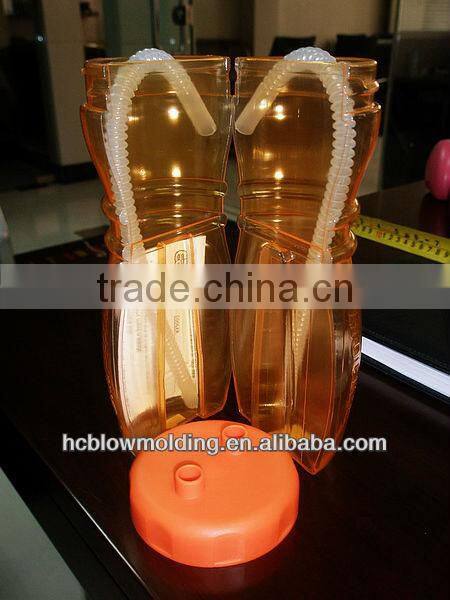 OEM Blow Molding PP Plastic water bottle With Straw HDPE kids drinking bottle for sale,