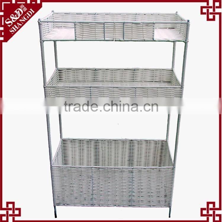 S&D handicraft 3-layers PE rattan palstic white hanging storage rack shelves