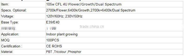 4U 105w Hydroponic CFL Light Bulbs