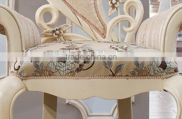 New design solid wood flower hand carving living room fabric leisure armchair