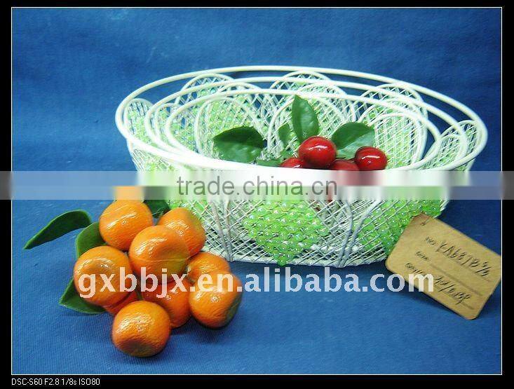 Egg shaped creamywhite moses decorative with green pearl storage fruit basket