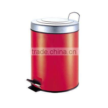 fasionable top polishing body red powder coating with pedal trash bin rublish bin garbage canister