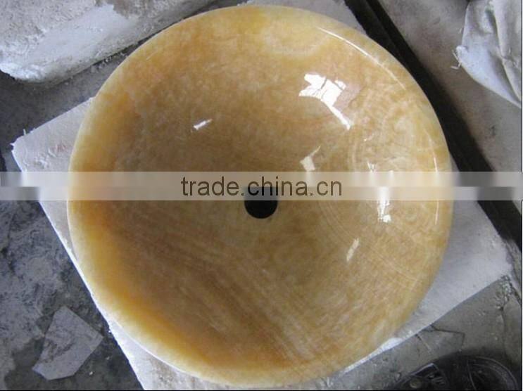 Yellow Marble Basin for Bathroom
