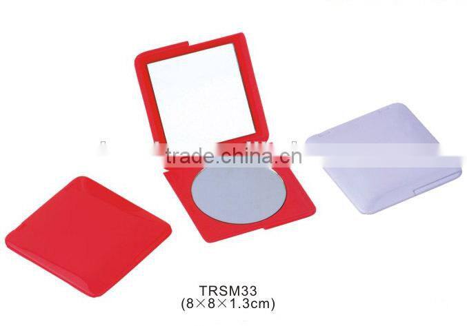 Folding plastic pocket make up mirror double side square mirror and round mirror