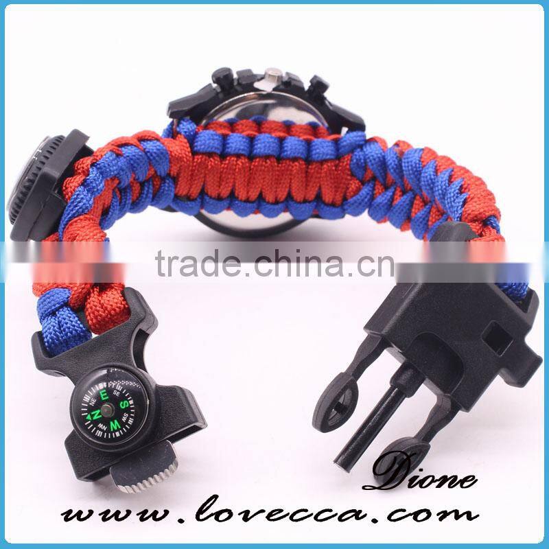 Emergency Paracord Outdoor Watch Bracelet with Fishing Kit Paracord Survival Watch