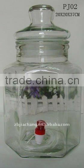 PJ02 hexagon clear glass beverage dispenser