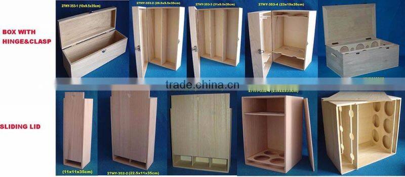 FSC Unfinished wooden wine box with holder