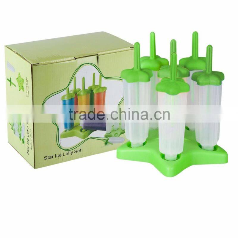 6pcs FDA LFGB plastic ice cream mould,ice popsicle maker,ice mould