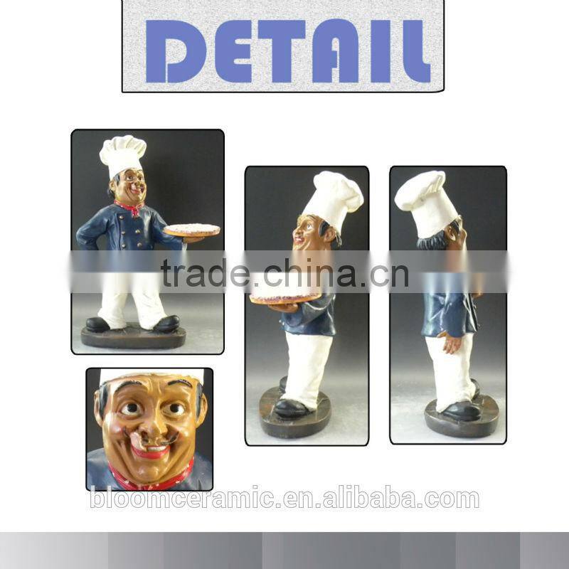 Famous hot seller resin chef figurines pizza plate for restaurant