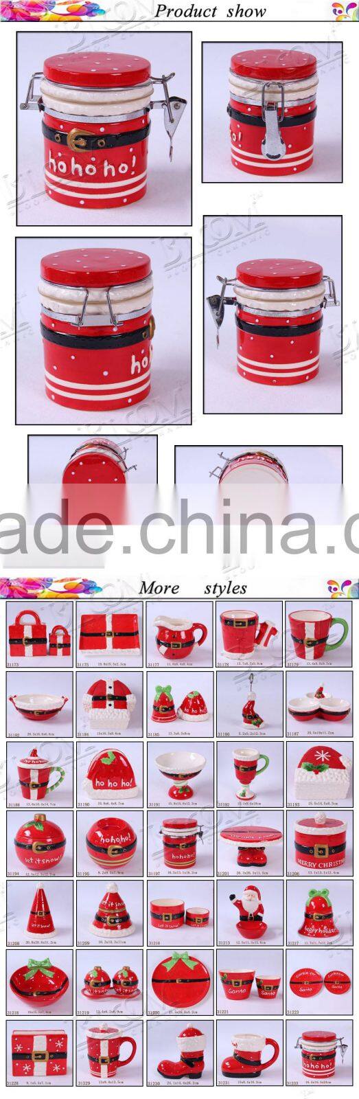 iron desgin ceramic christmas wholesale cookie jars