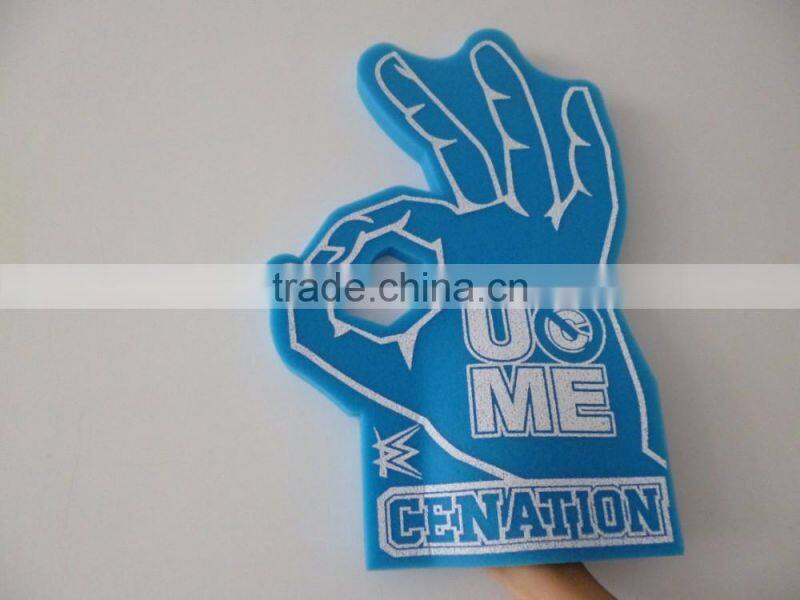 orange OKAY shape design sponge Foam Hand gloves