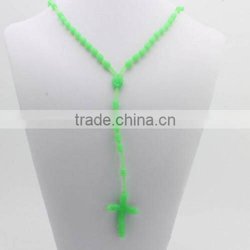 Pretty cross pendant multi-color silicone necklace