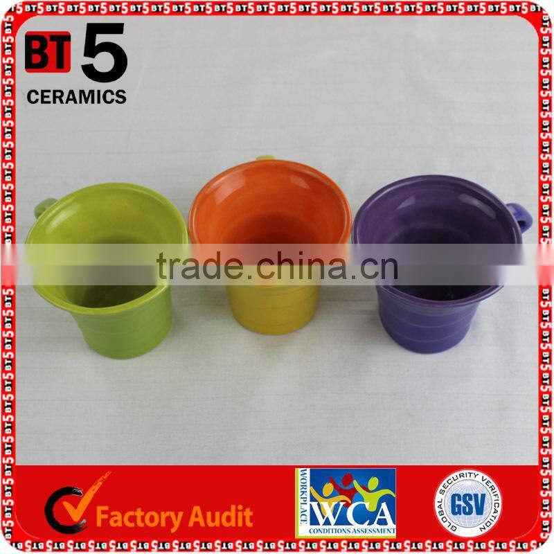 Different color inside and outside unique shape ceramic mug for sale