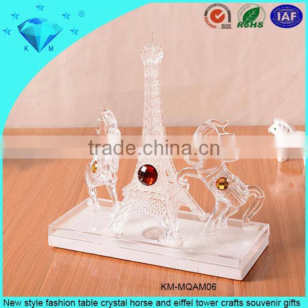 New style fashion table crystal horse and eiffel tower crafts souvenir gifts