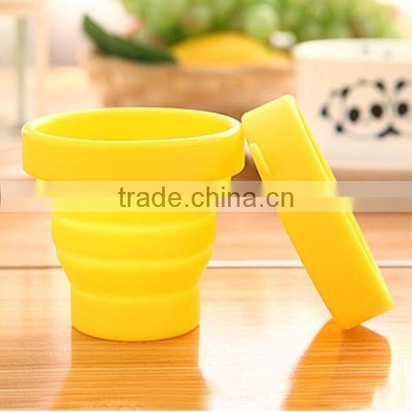 2015 silicone cup brand new FDA silicon fold travel cup MOQ is 500 pieces