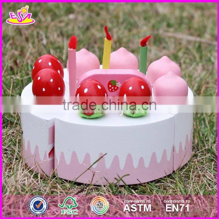 2017 New products children pretend play wooden toy set make a cake W10D013