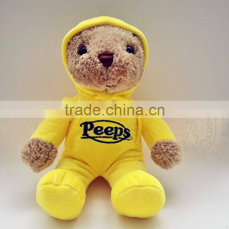 China customize design wholesale yellow coat plush bear