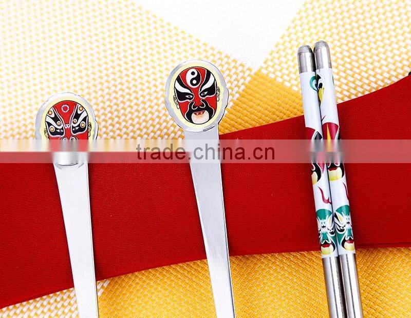3 pcs tableware stainless steel dinnerware set of chopsticks, spoon and fork with the bag