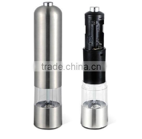 2017 New Electrical Pepper Mill Stainless Steel Mini Salt And Pepper Grinder Set