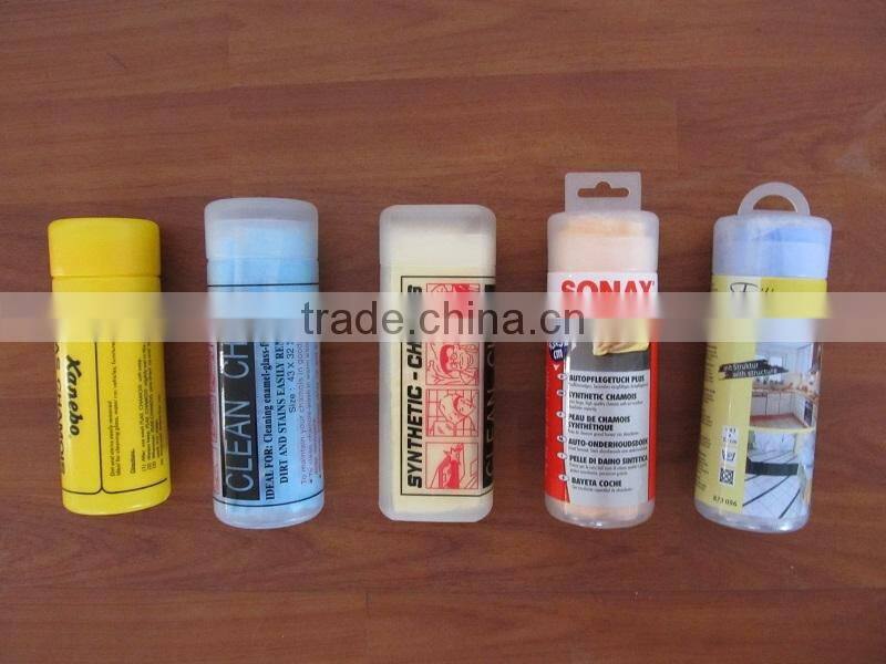Synthetic cleaning PVA Car Chamois Towel with plastic tube packing