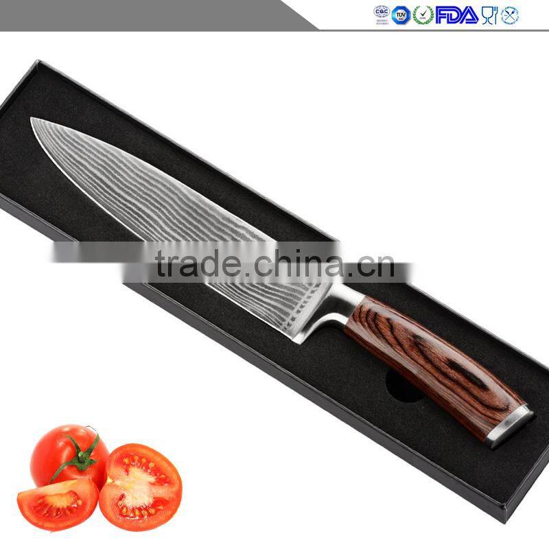 2017 High quality Manufacturers selling high-end four-piece kitchenware multi-function colour wood Damascus knife