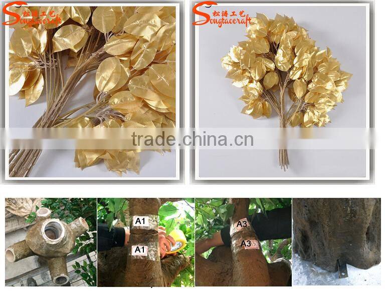 Large outdoor artificial golden tree fake decorative wedding wishing tree landscape trees and plants