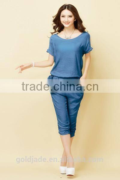 OEM polyester cotton spandex lady sexy casual shorts and harem pants set
